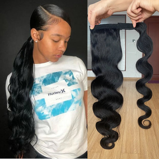 Wrap Around Ponytail Human Hair Brazilian Body