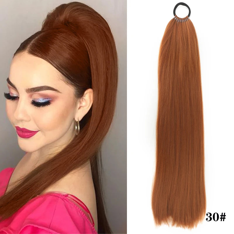 Straight Ponytail Extension – Long Braiding Hair with Hair Tie for Women