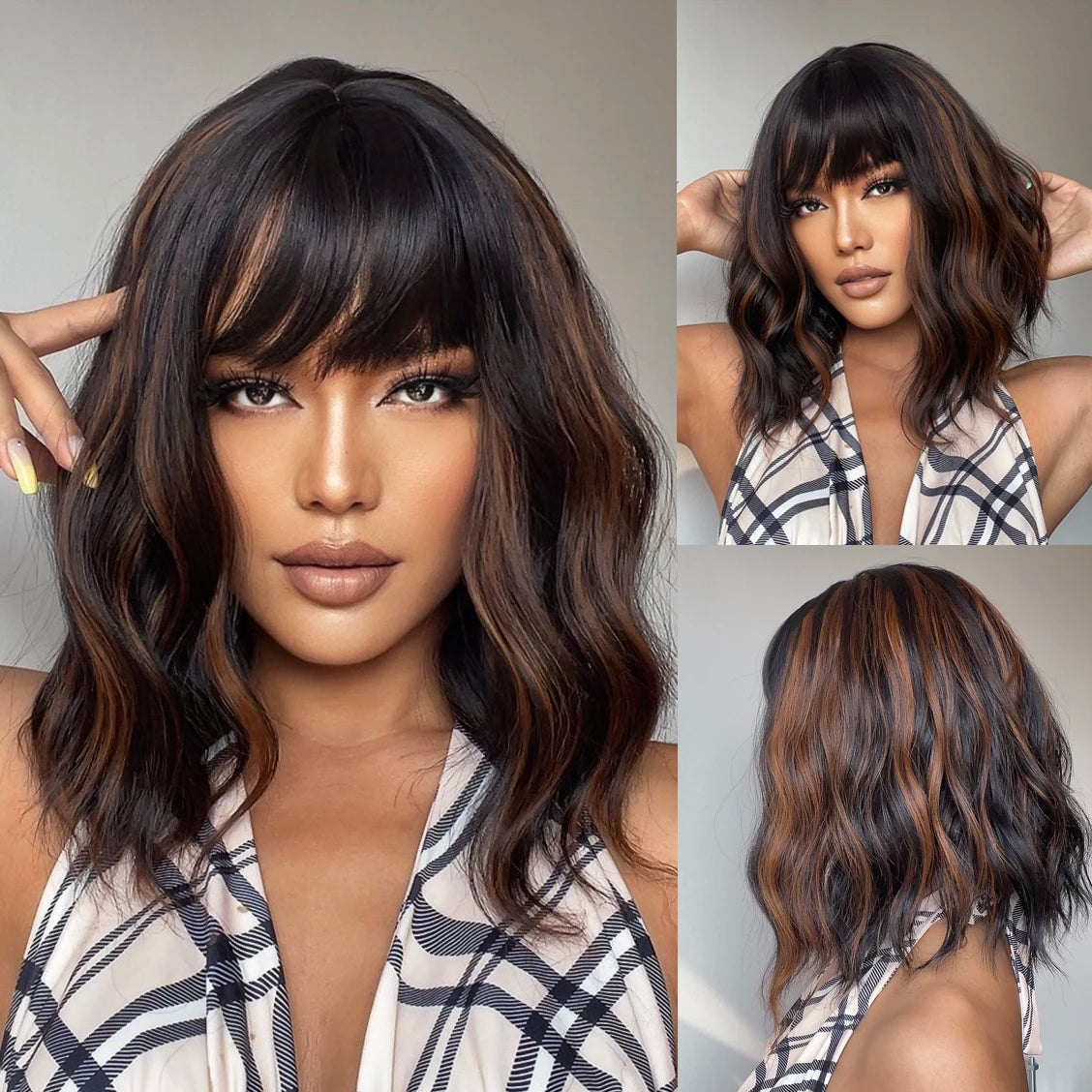 Ombre Brown & Blonde Synthetic Wig