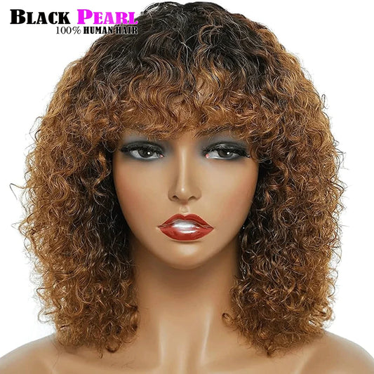 Black Pearl Short Bob Human Hair Wig – Pixie, Curly & Fringe Styles