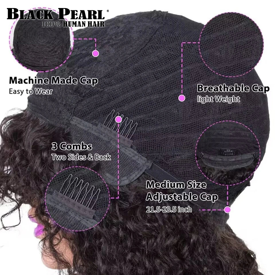 Black Pearl Short Bob Human Hair Wig – Pixie, Curly & Fringe Styles