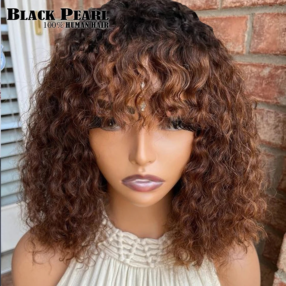 Black Pearl Short Bob Human Hair Wig – Pixie, Curly & Fringe Styles
