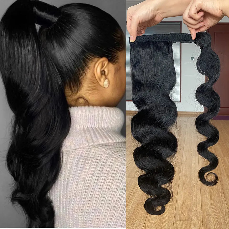 Wrap Around Ponytail Human Hair Brazilian Body
