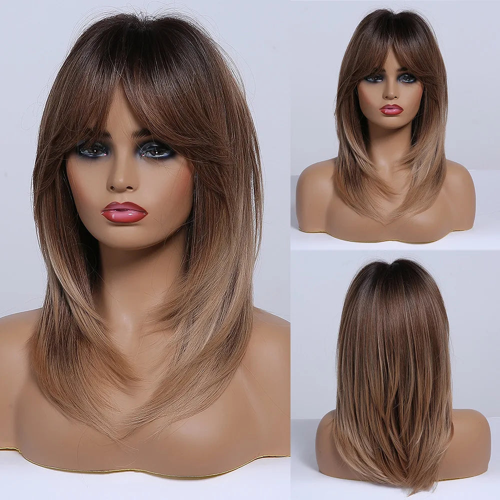Ombre Brown & Blonde Synthetic Wig