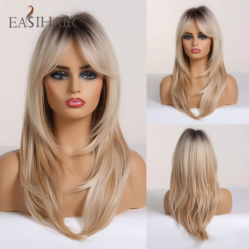 Ombre Brown & Blonde Synthetic Wig