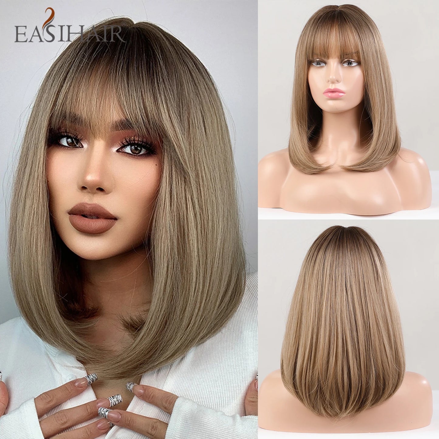 Ombre Brown & Blonde Synthetic Wig