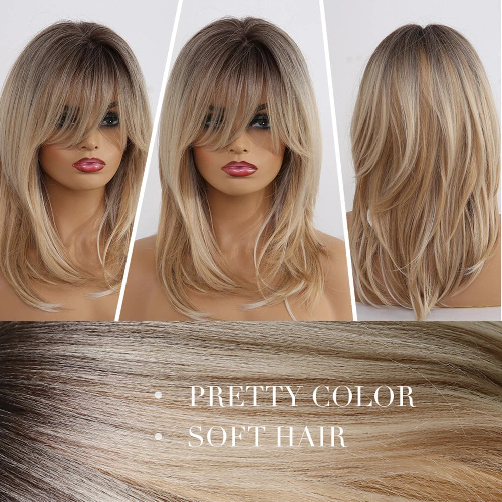 Ombre Brown & Blonde Synthetic Wig