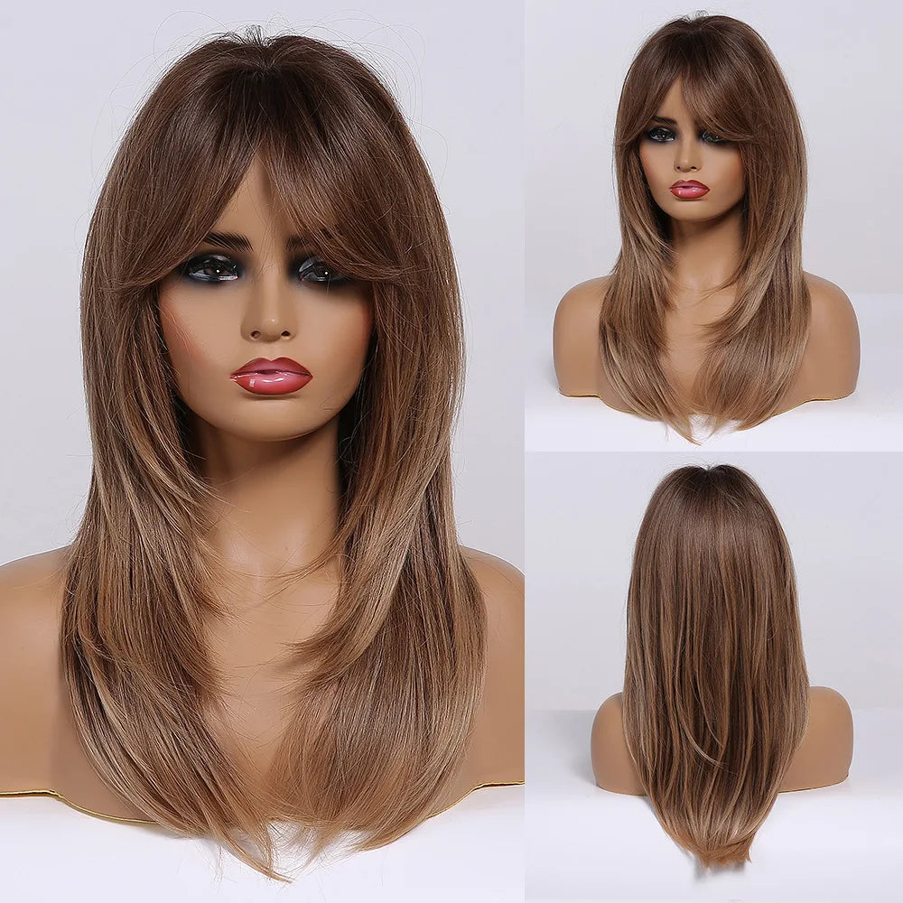 Ombre Brown & Blonde Synthetic Wig