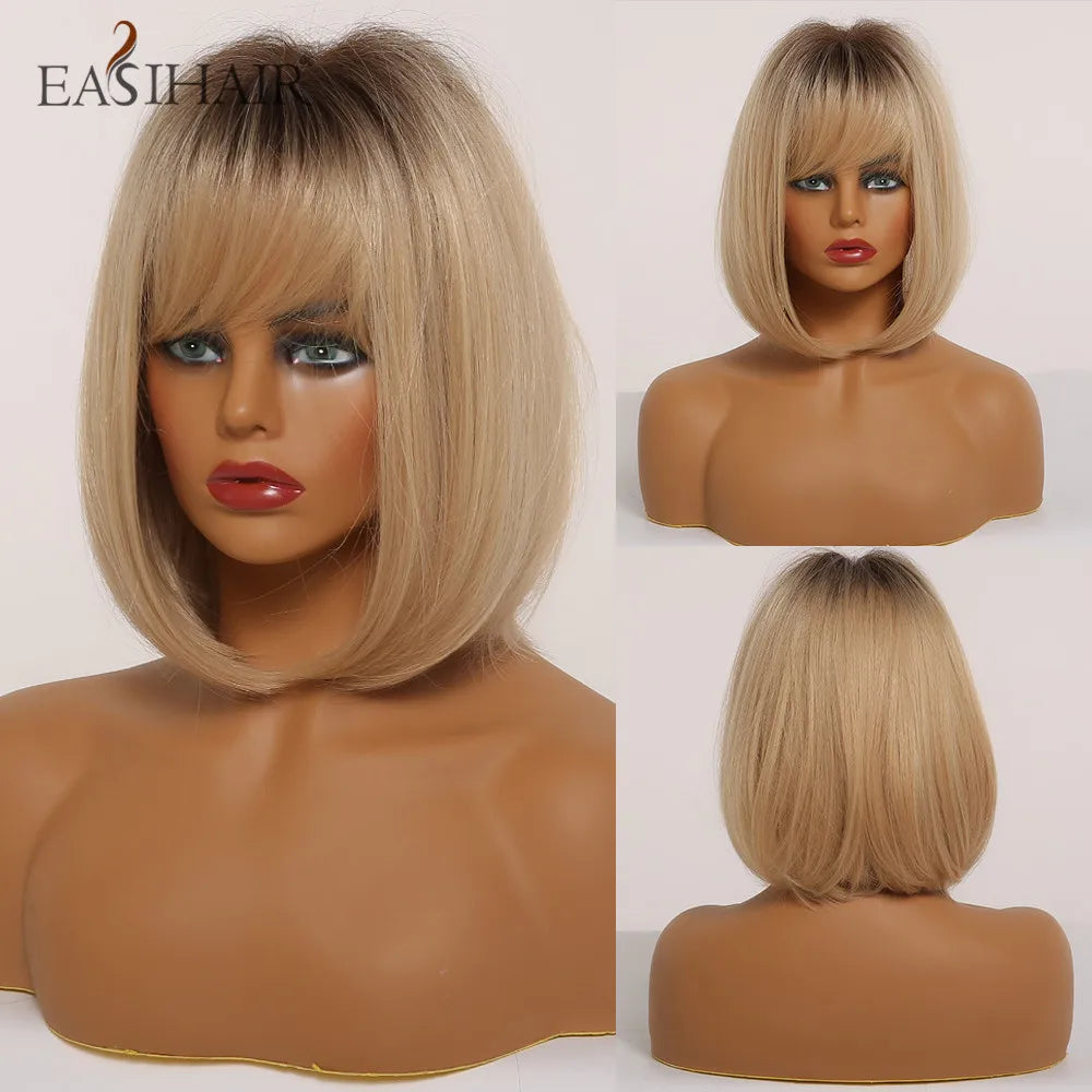 Ombre Brown & Blonde Synthetic Wig