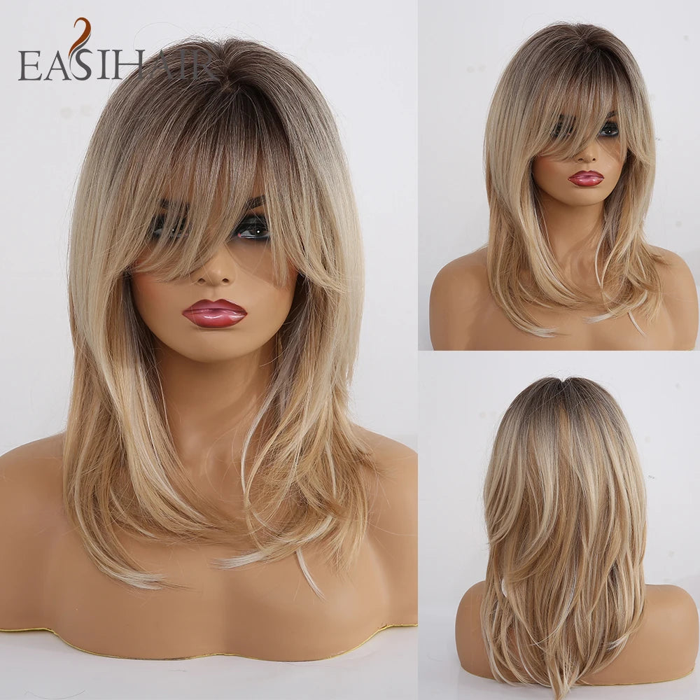 Ombre Brown & Blonde Synthetic Wig