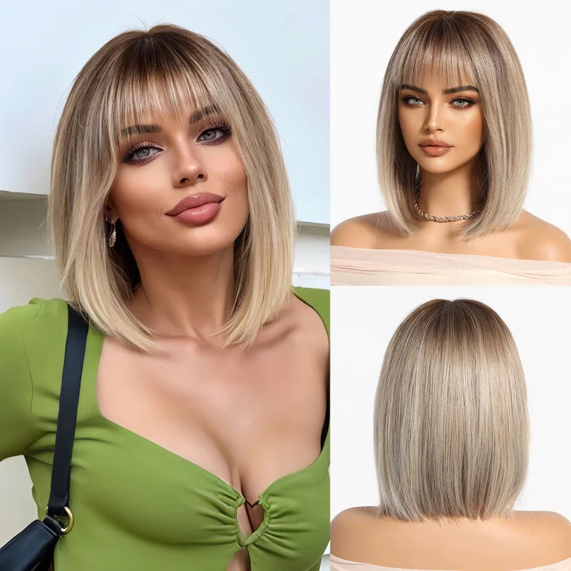 Ombre Brown & Blonde Synthetic Wig