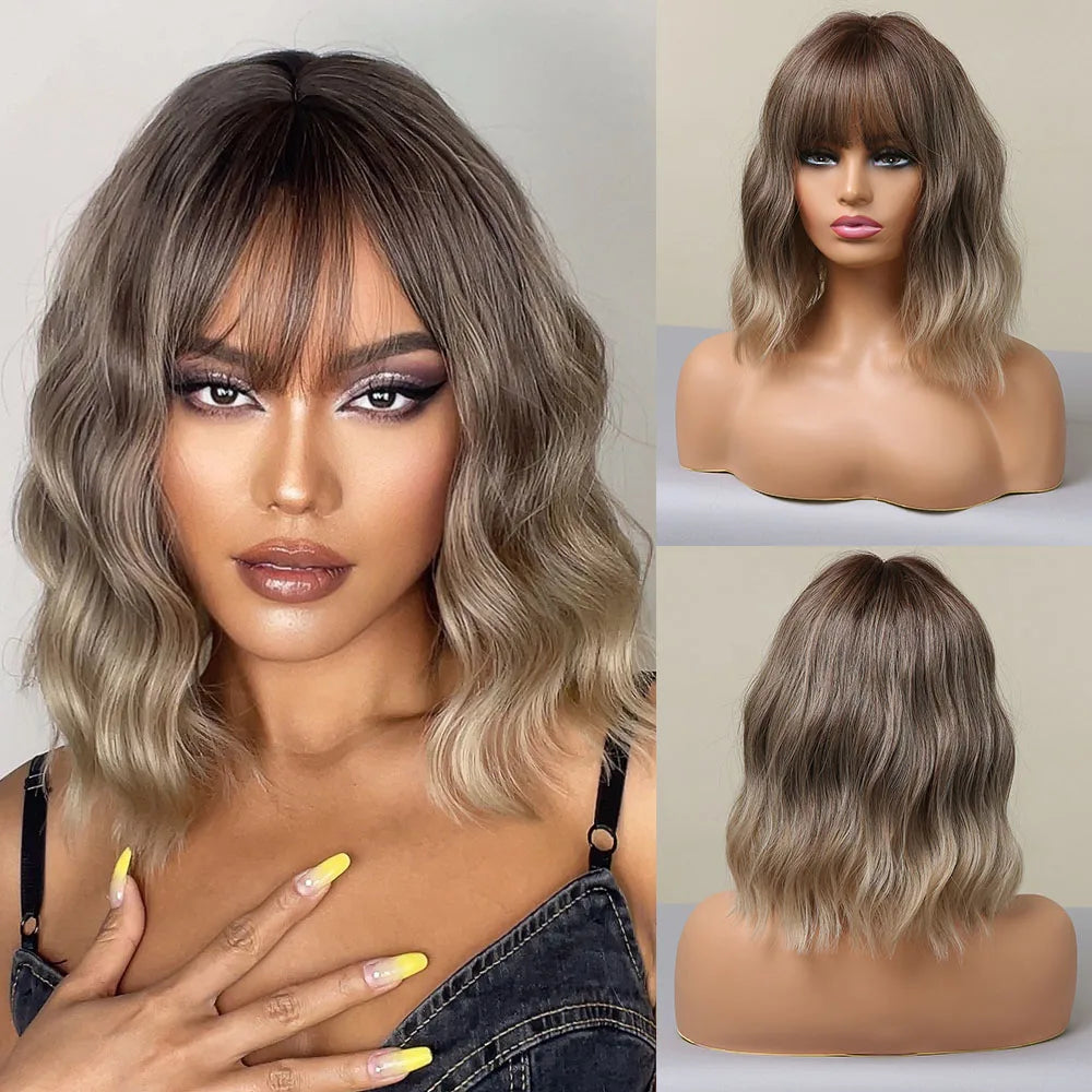 Ombre Brown & Blonde Synthetic Wig