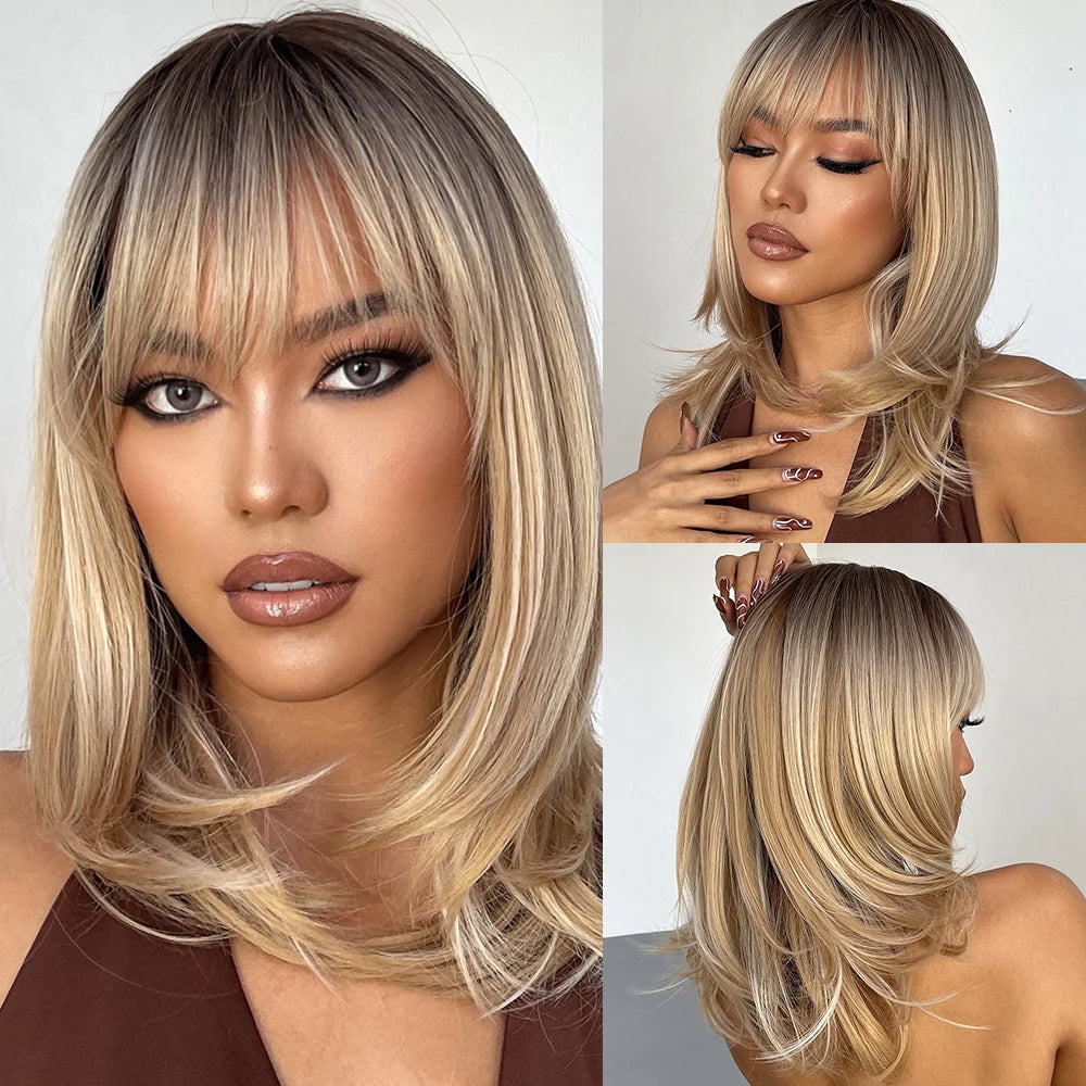 Ombre Brown & Blonde Synthetic Wig