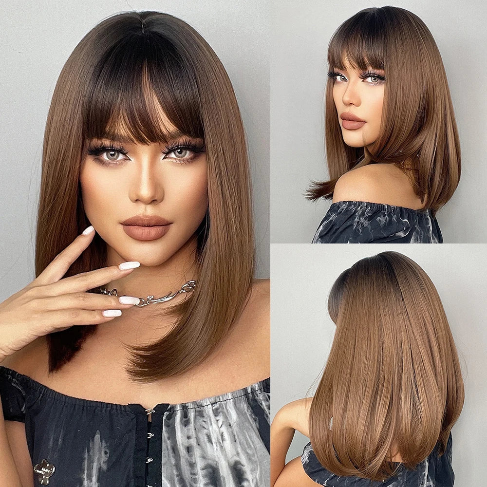 Ombre Brown & Blonde Synthetic Wig