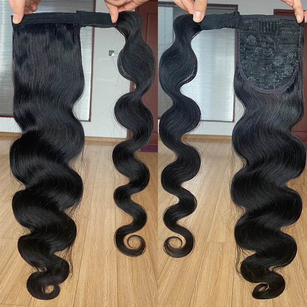 Wrap Around Ponytail Human Hair Brazilian Body