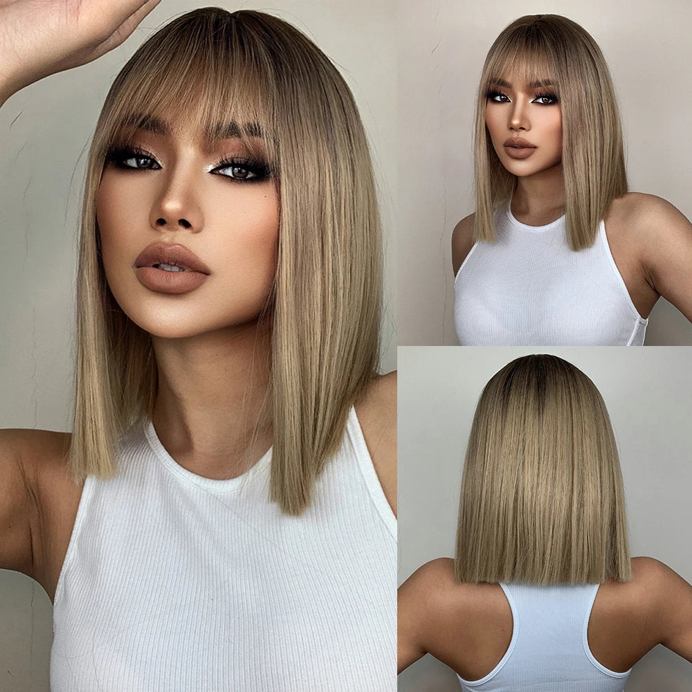 Ombre Brown & Blonde Synthetic Wig