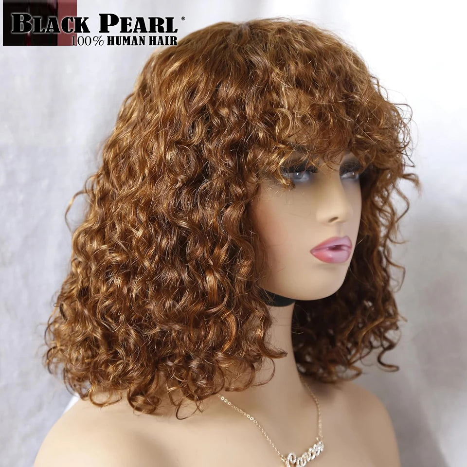 Black Pearl Short Bob Human Hair Wig – Pixie, Curly & Fringe Styles