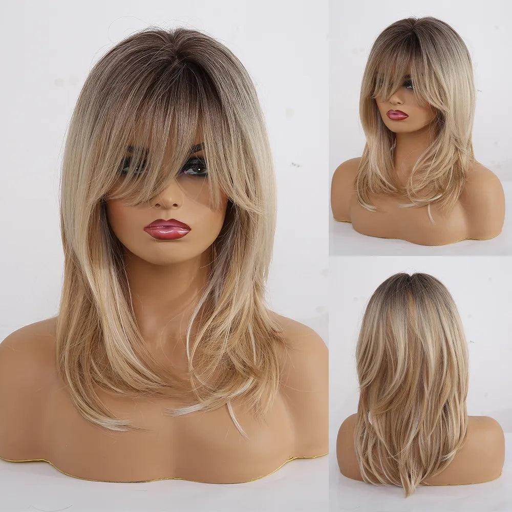 Ombre Brown & Blonde Synthetic Wig