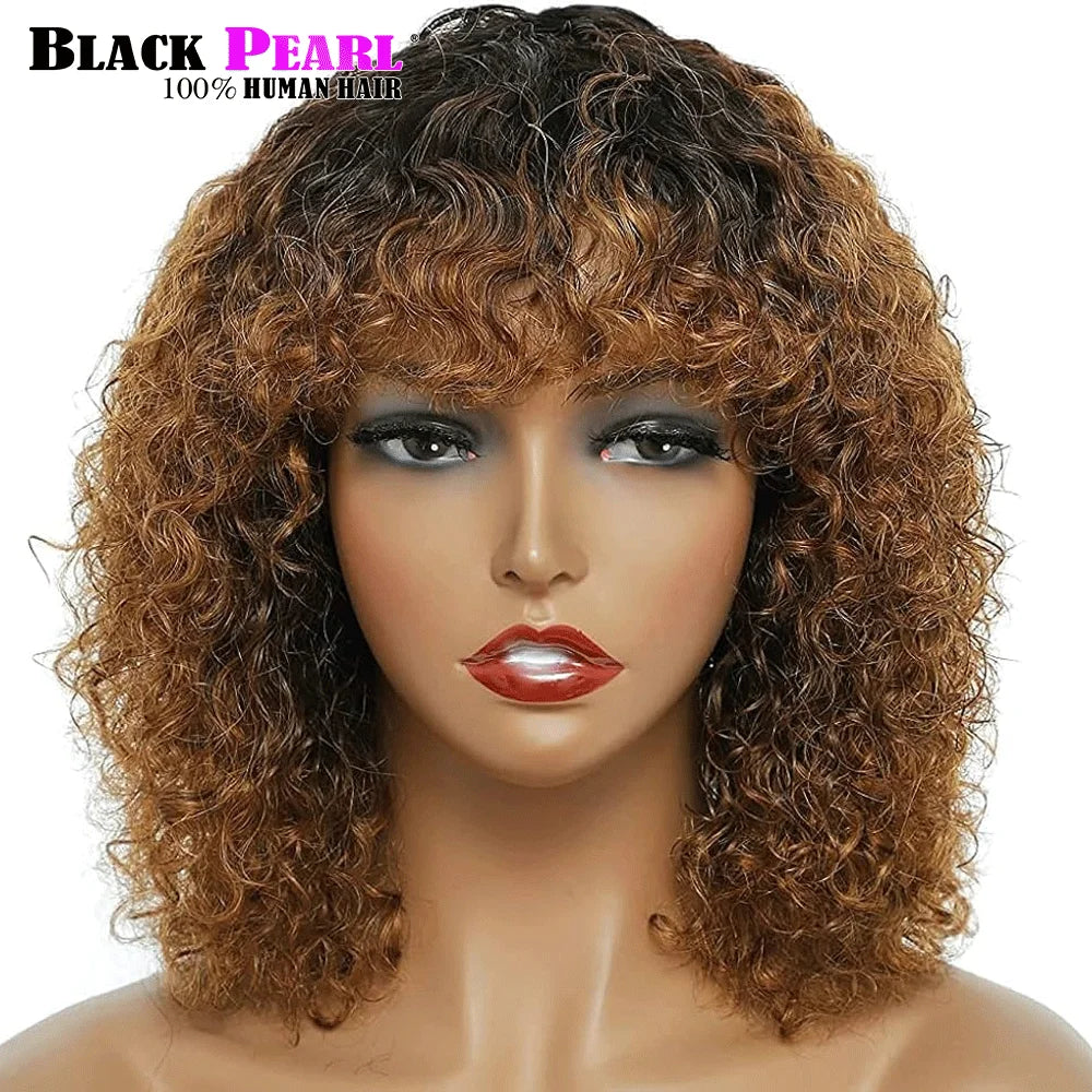 Black Pearl Short Bob Human Hair Wig – Pixie, Curly & Fringe Styles