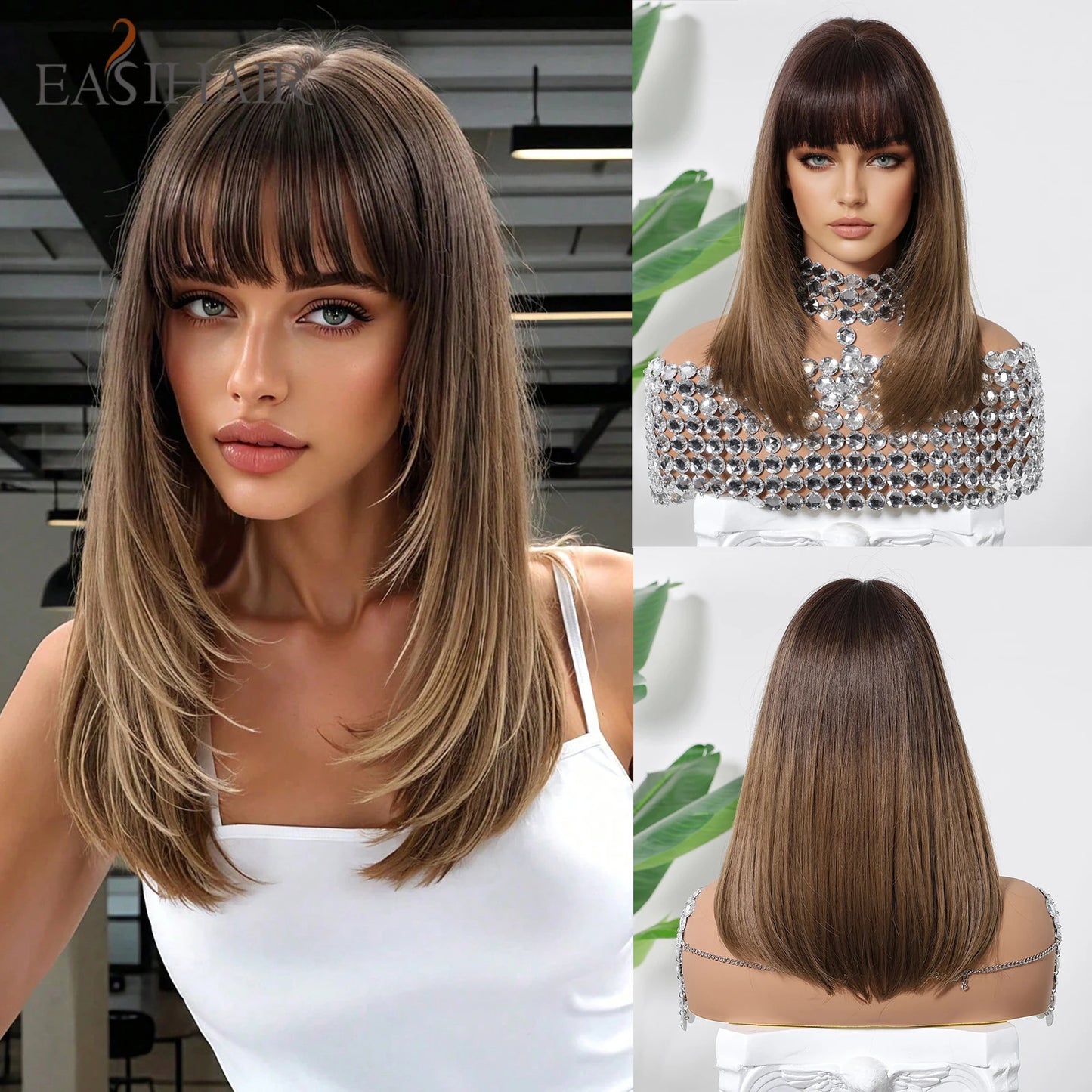 Ombre Brown & Blonde Synthetic Wig