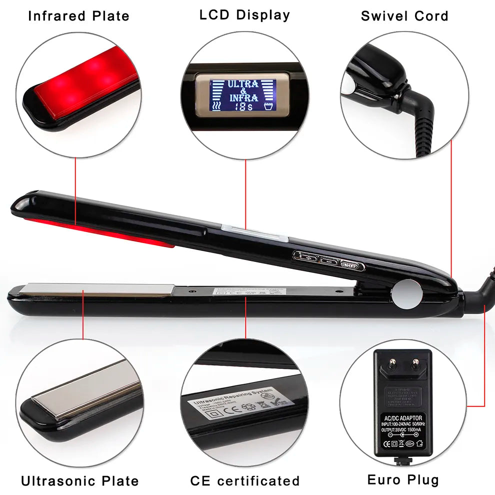 Infrared Ultrasonic Flat Iron for Damaged Hair